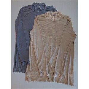 Women's LOGO Layers Lori Goldstein Sheer Mesh Mock Neck Top Bundle Small